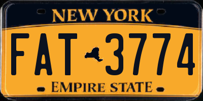 NY license plate FAT3774