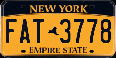 NY license plate FAT3778