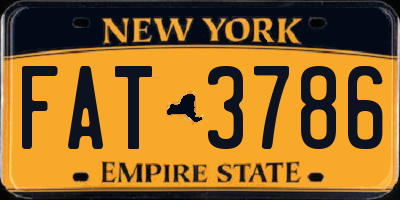 NY license plate FAT3786