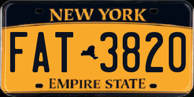 NY license plate FAT3820