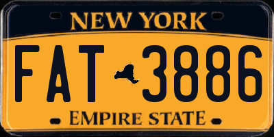 NY license plate FAT3886