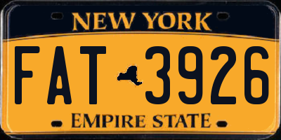 NY license plate FAT3926