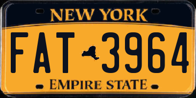 NY license plate FAT3964