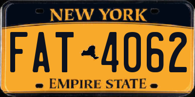 NY license plate FAT4062