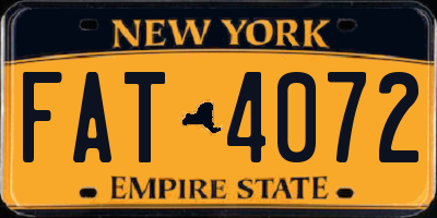 NY license plate FAT4072