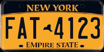NY license plate FAT4123
