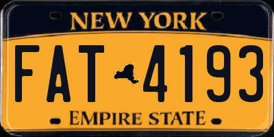 NY license plate FAT4193