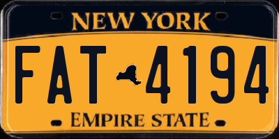 NY license plate FAT4194