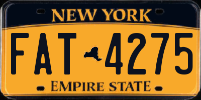 NY license plate FAT4275