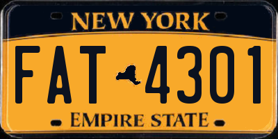 NY license plate FAT4301