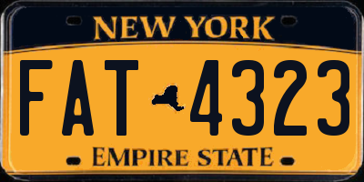 NY license plate FAT4323