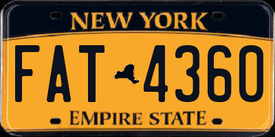 NY license plate FAT4360