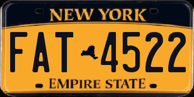 NY license plate FAT4522