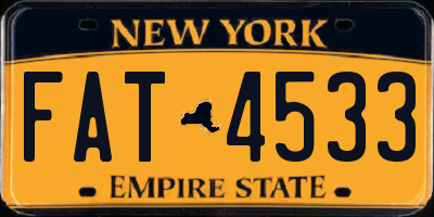 NY license plate FAT4533