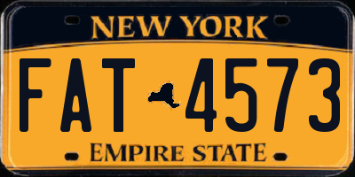 NY license plate FAT4573