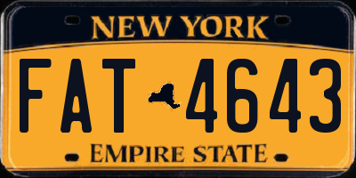 NY license plate FAT4643