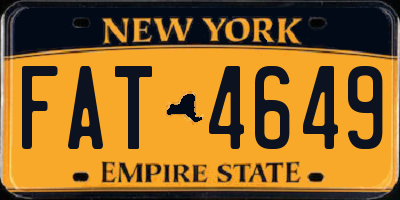NY license plate FAT4649
