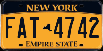 NY license plate FAT4742
