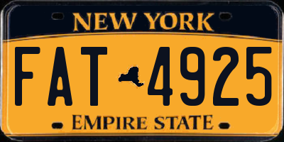 NY license plate FAT4925