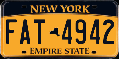 NY license plate FAT4942