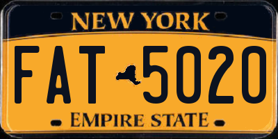 NY license plate FAT5020