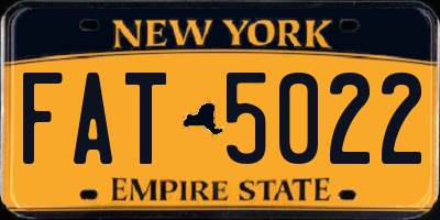 NY license plate FAT5022