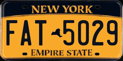 NY license plate FAT5029