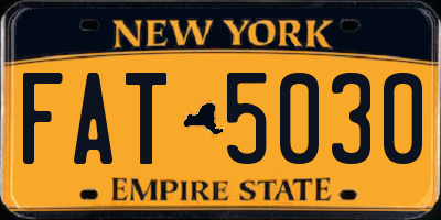 NY license plate FAT5030