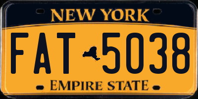 NY license plate FAT5038