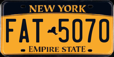 NY license plate FAT5070