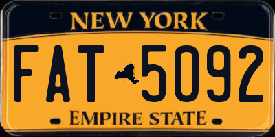 NY license plate FAT5092