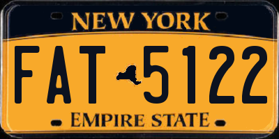 NY license plate FAT5122
