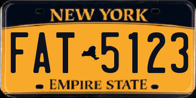 NY license plate FAT5123