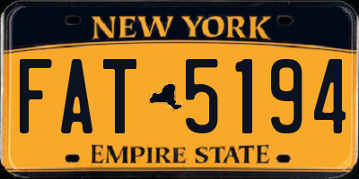 NY license plate FAT5194