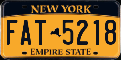 NY license plate FAT5218