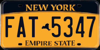 NY license plate FAT5347