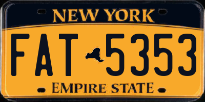 NY license plate FAT5353