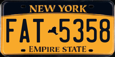NY license plate FAT5358