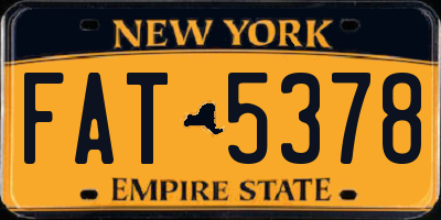 NY license plate FAT5378