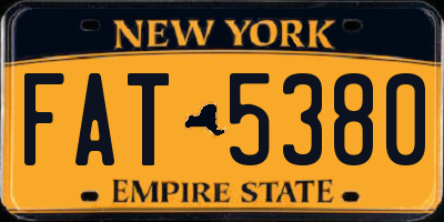 NY license plate FAT5380