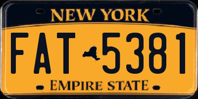 NY license plate FAT5381