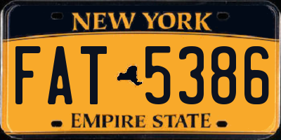 NY license plate FAT5386