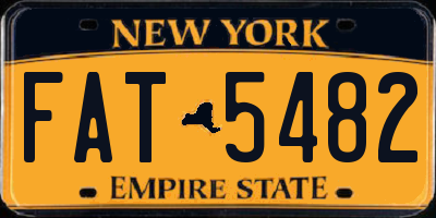 NY license plate FAT5482