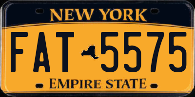 NY license plate FAT5575