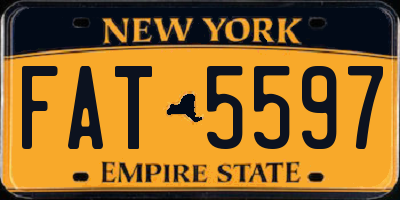 NY license plate FAT5597