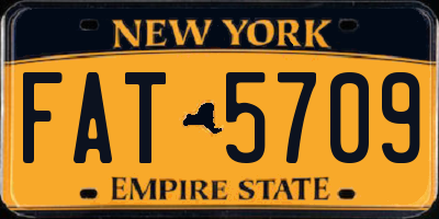NY license plate FAT5709