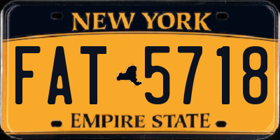NY license plate FAT5718