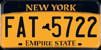 NY license plate FAT5722