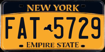 NY license plate FAT5729