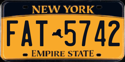 NY license plate FAT5742